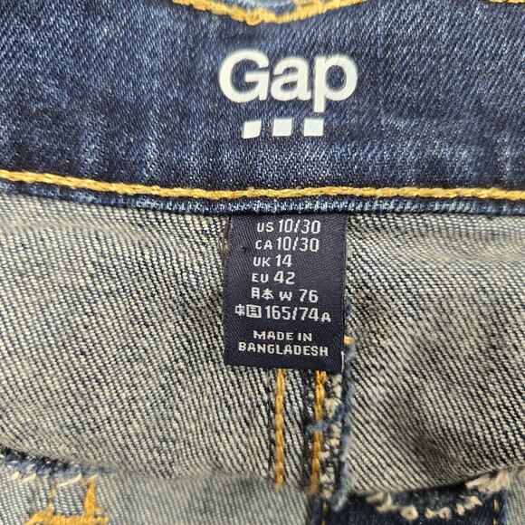 GAP Denim Button Front Mini Skirt Medium Wash size 10 Patch Pockets Back Yoke - Picture 6 of 9
